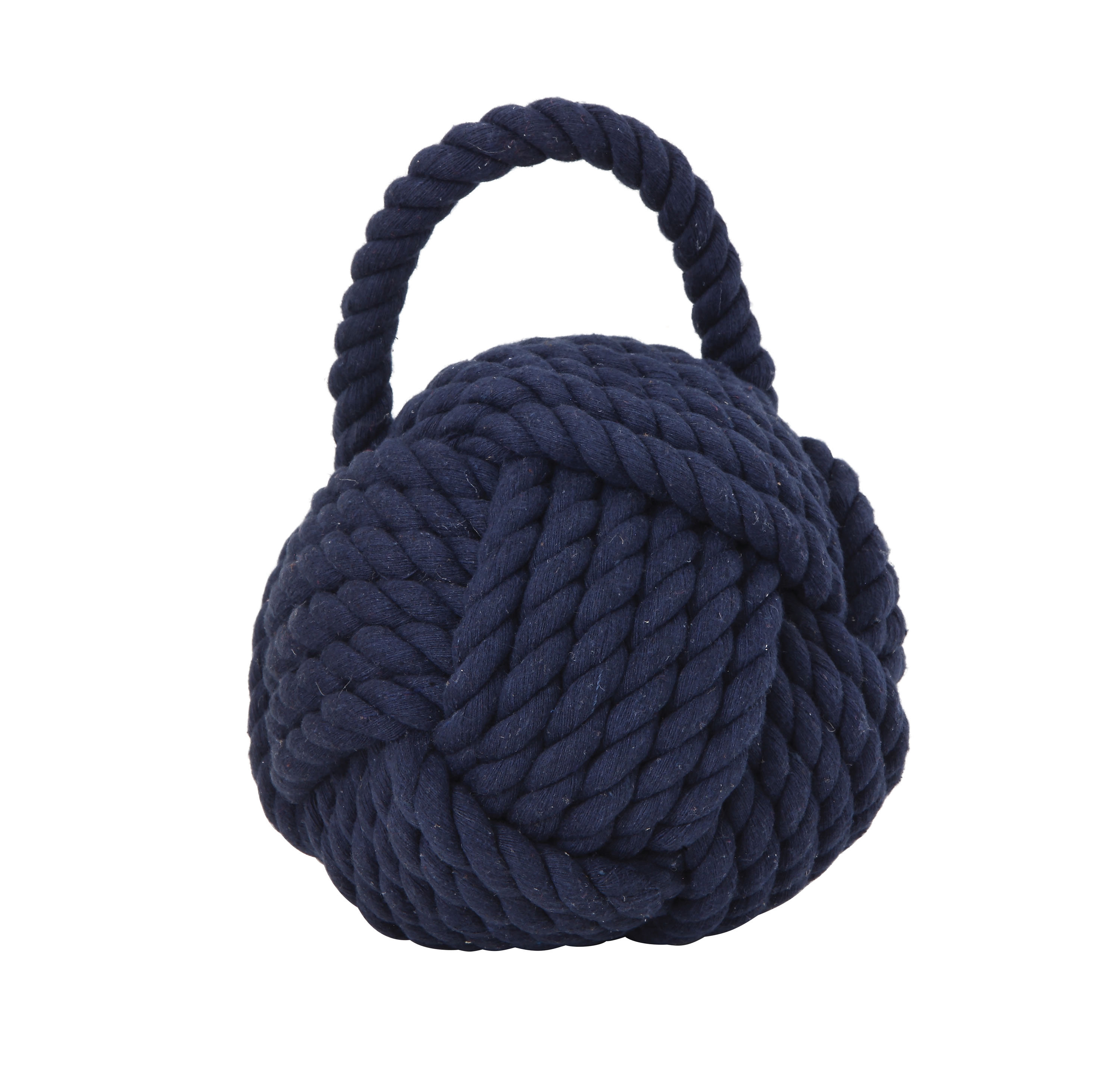Nautical Rope Knot Decorative Cotton Door Stop, Navy Blue - Image 0