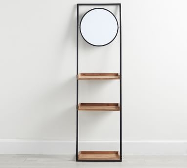 Trenton Ladder Shelf With Mirror, Bronze Metal/Rustic Wood - Image 0