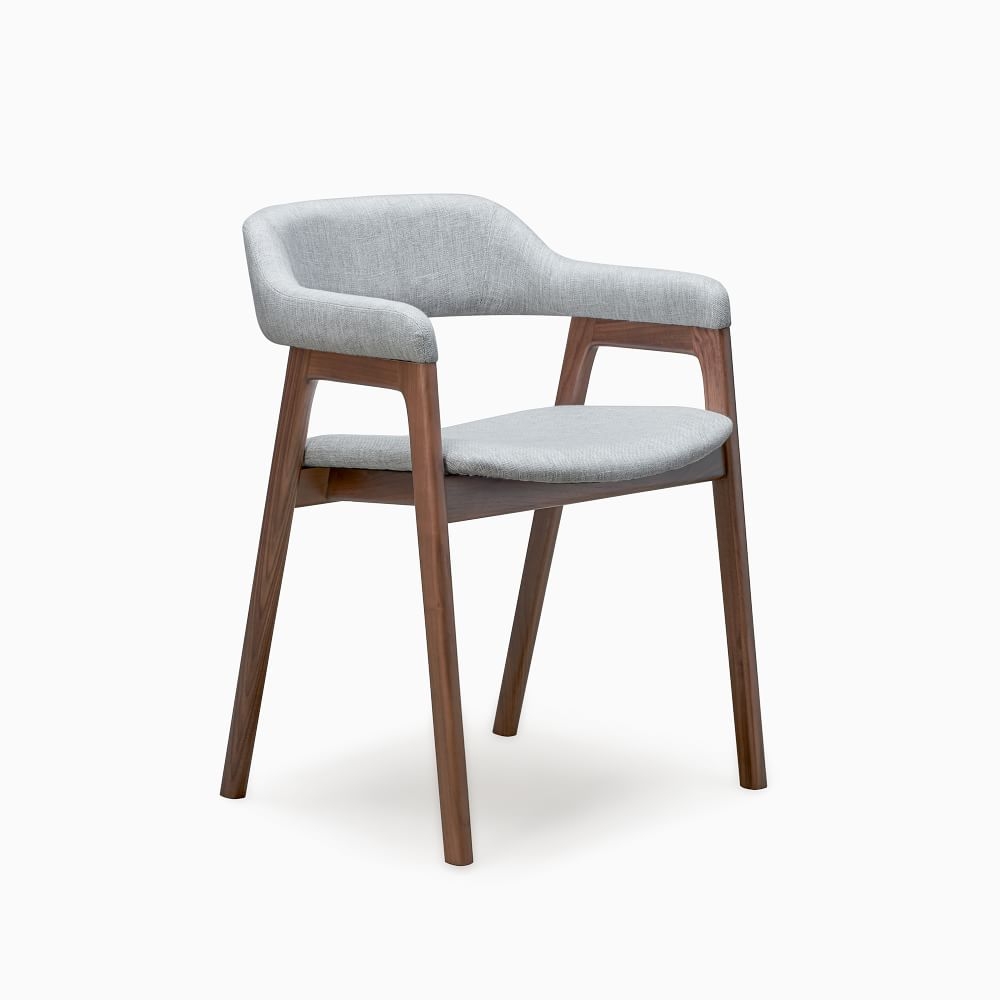 Abilene Upholstered Dining Arm Chair, Light Gray - Image 0