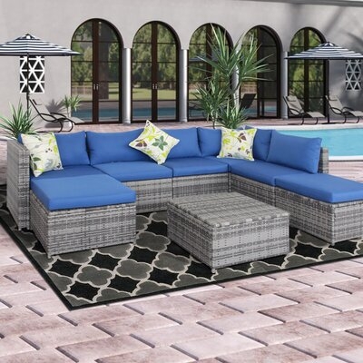 Brelynn Outdoor 8 Piece Rattan Sectional Seating Group with Cushions - Image 0