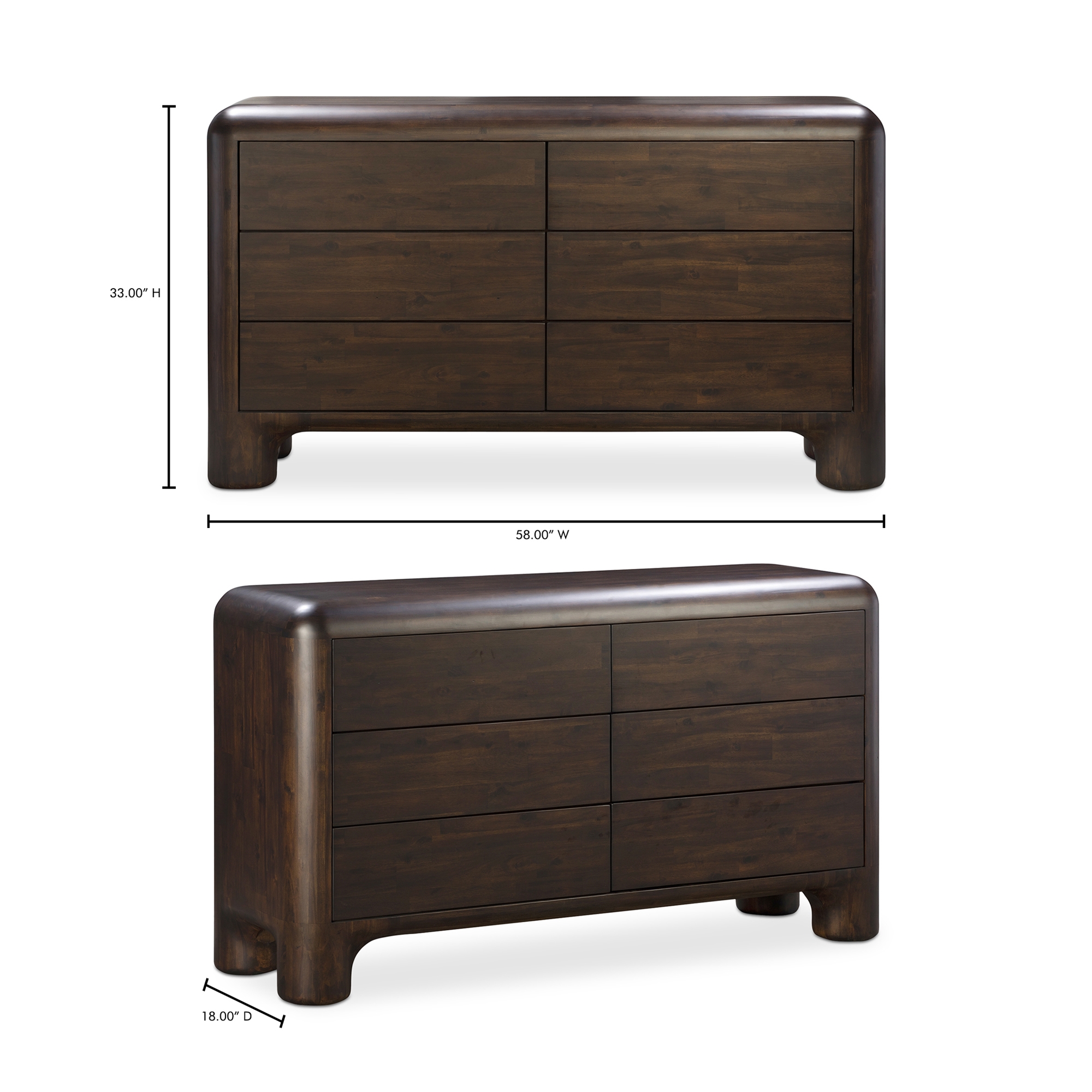 Rowan 6 Drawer Dresser Dark Brown - Image 12