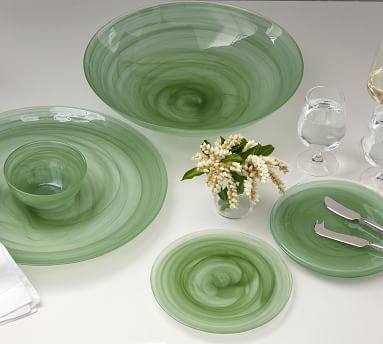 Alabaster Glass Serving Bowl - Green - Image 2