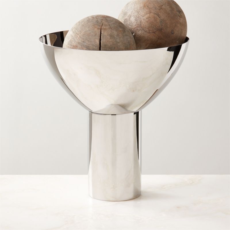 Clyme Polished Stainless Steel Pedestal Serving Bowl - Image 2