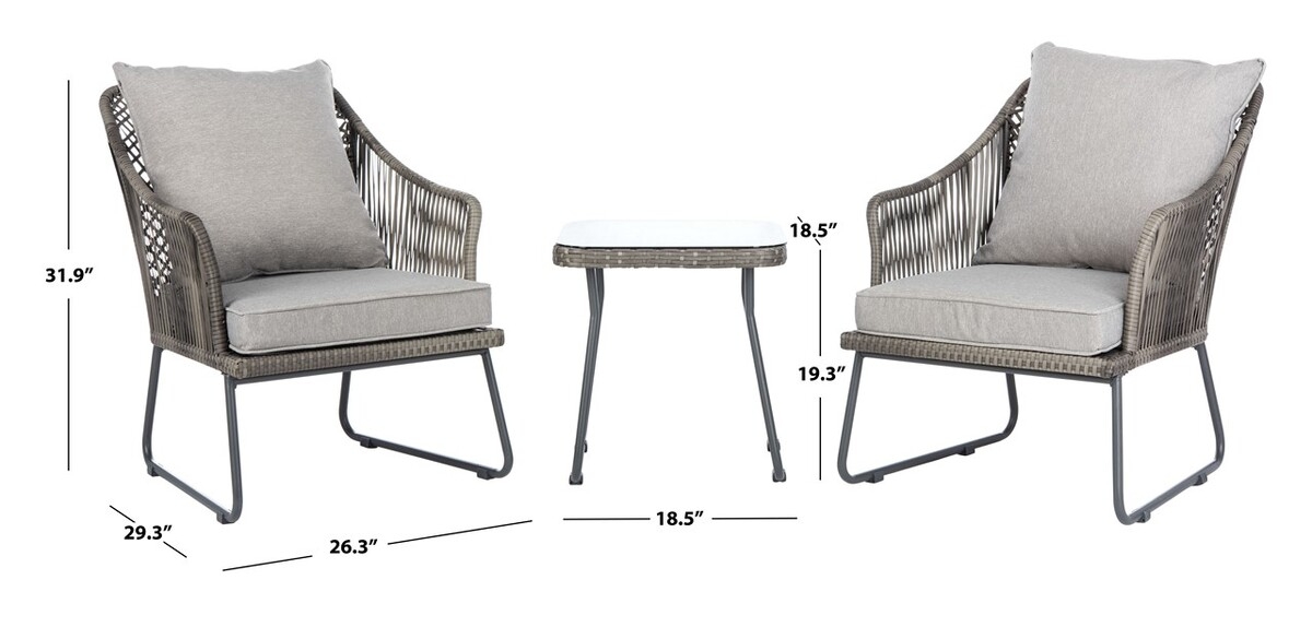 Jensen 3 Pc Lounge Set - Grey/Grey - Safavieh - Image 9