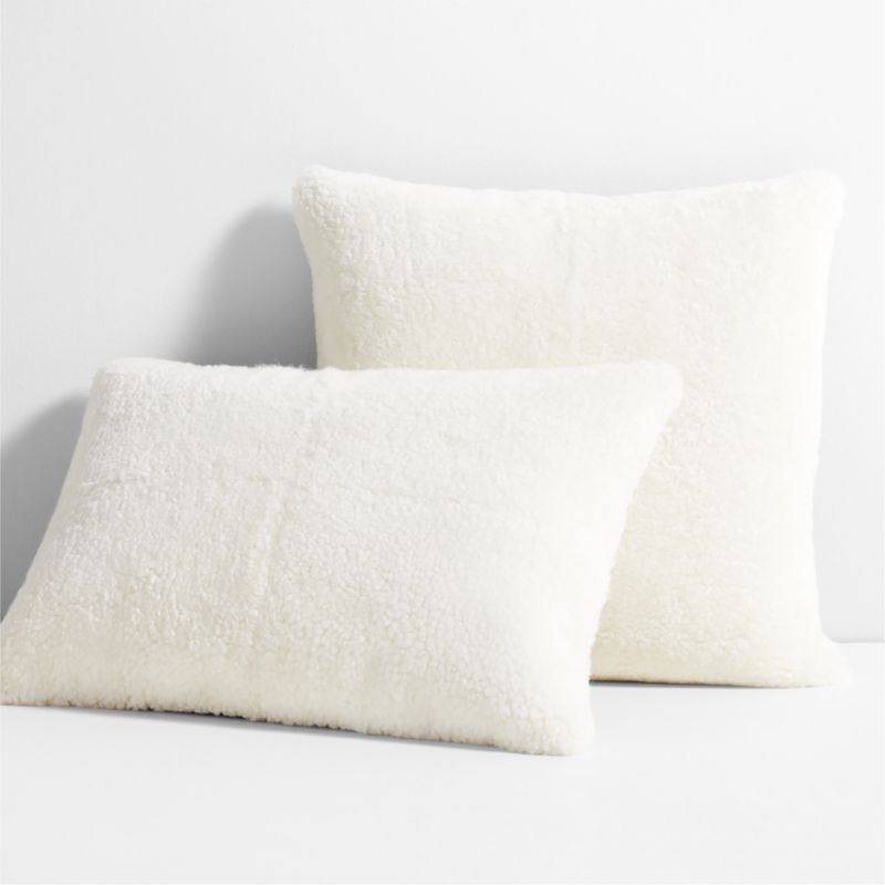 Malmo Shearling 20"x20" Arctic Ivory Throw Pillow with Down-Alternative Insert - Image 5
