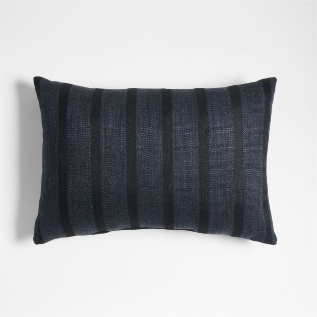 Sunbrella ® Flashy Stripe 24"x16" Deep Indigo Outdoor Throw Pillow - Image 0