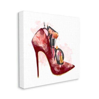 Red Fashion Heels With Cosmetic Accessories - Image 0