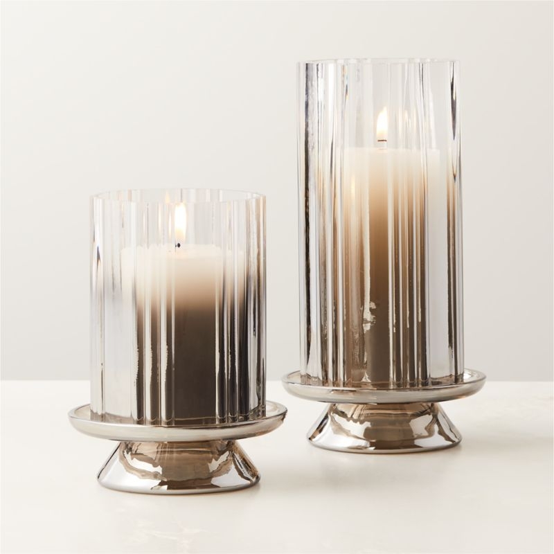 Lustro Smoked Glass Hurricane Candle Holder Small - Image 1