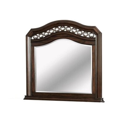 Wall Mirror With Camelback Top Wooden Molded Frame, Espresso Brown - Image 0