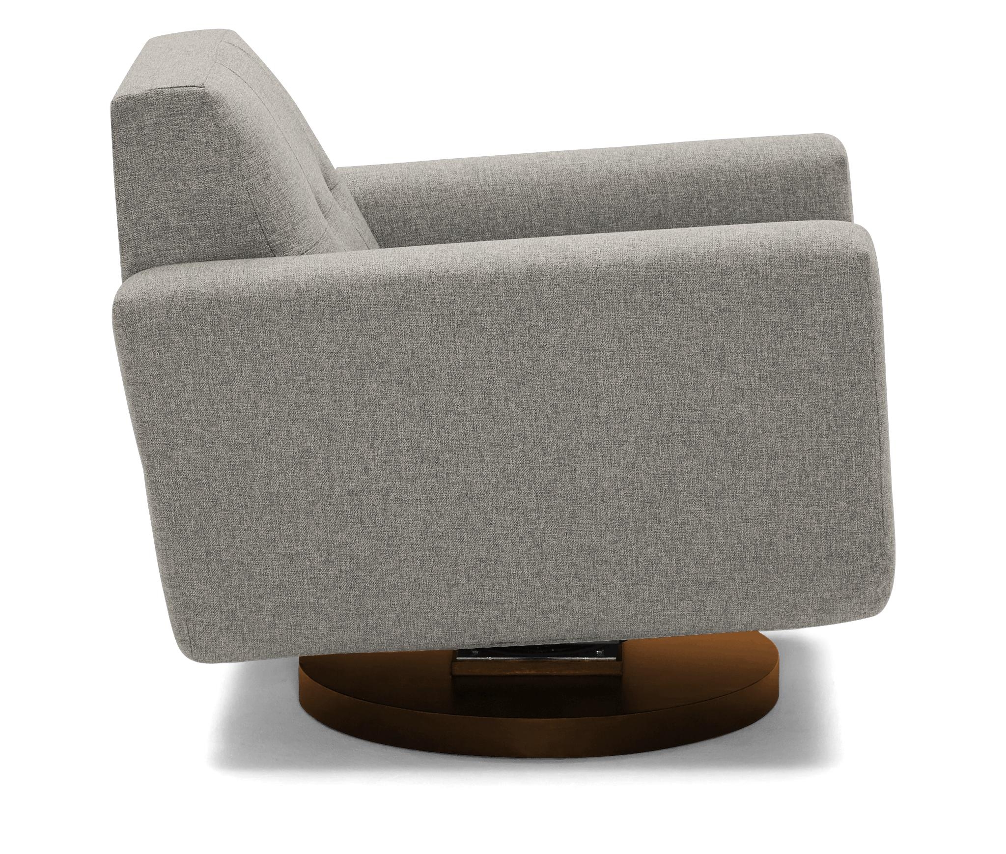 White Hughes Mid Century Modern Swivel Chair - Bloke Cotton - Mocha - Image 2