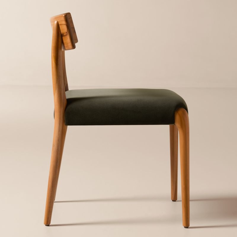 Savanna Teak Wood and Mink Brown Velvet Dining Chair - Image 5