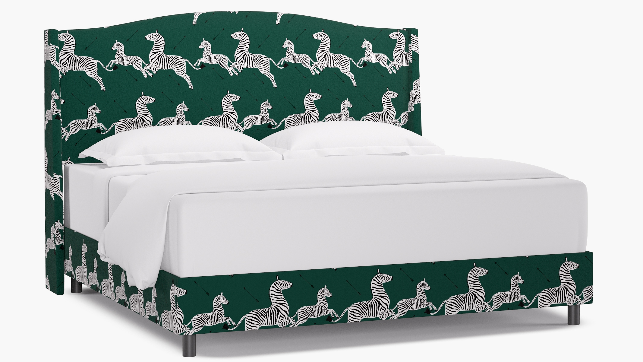 Classic Wingback Bed, Emerald Zebra, King - Image 0