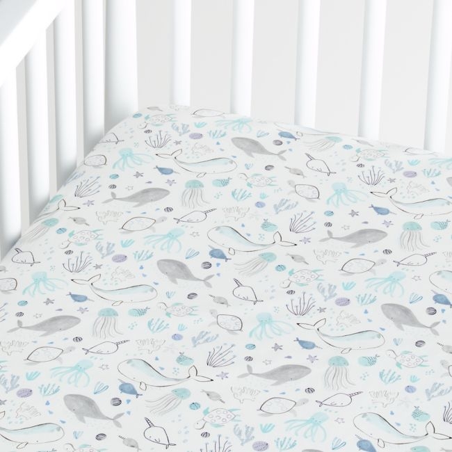 Organic Sea Crib Fitted Sheet - Image 0