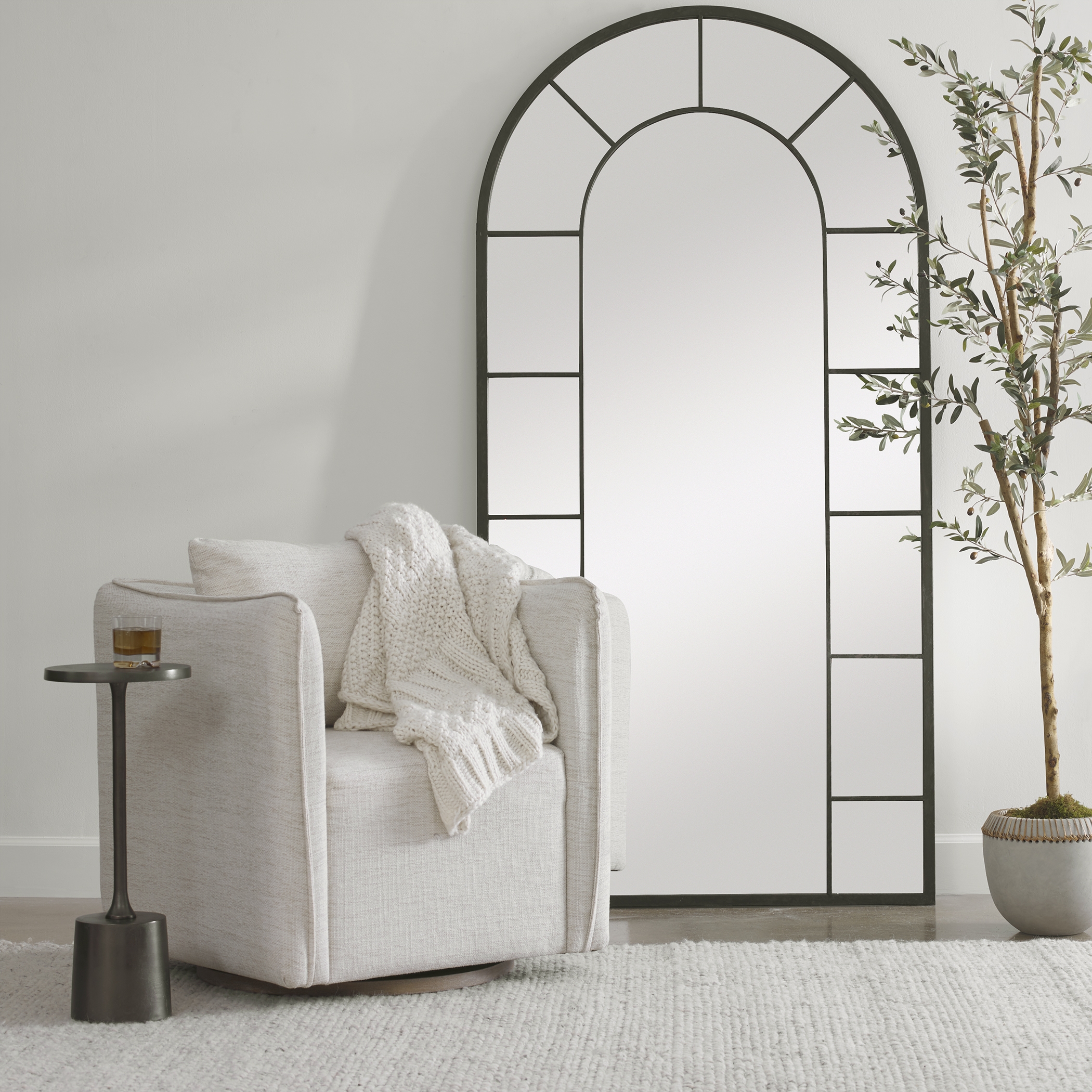 Corben White Swivel Armchair - Image 1
