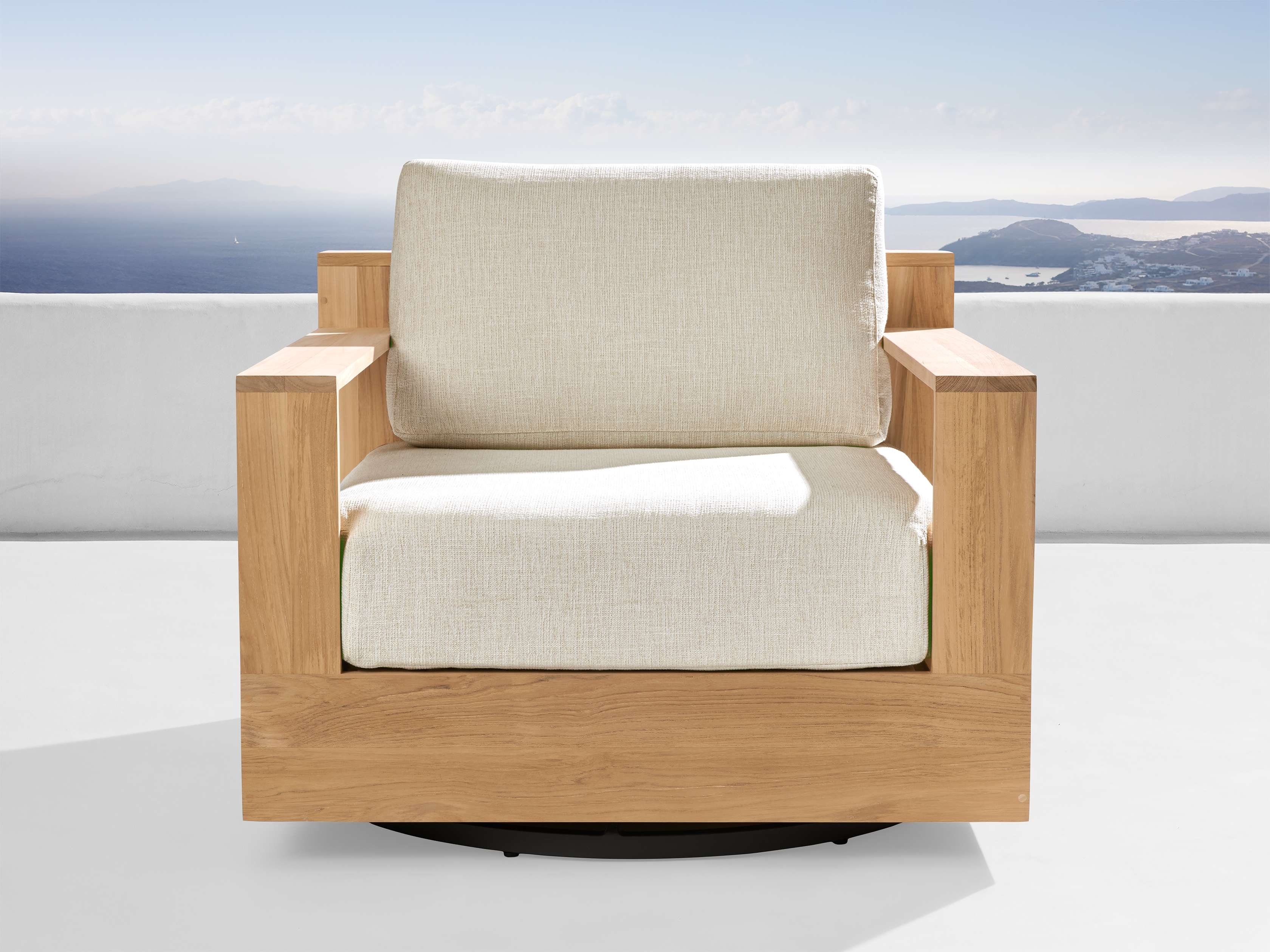 Bal Harbour Outdoor Swivel Chair Teak in Natural  Eden Oyster - Image 0