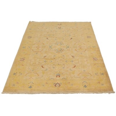 One-of-a-Kind Regna Hand-Knotted 2010s Ushak Beige/Pink 6'2" x 8'10" Wool Area Rug - Image 0