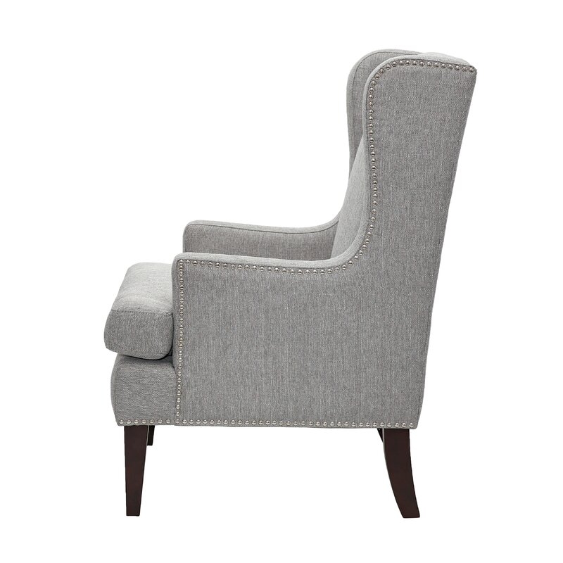Alvis 29" Wide Polyester Wingback Chair, Gray - Image 4