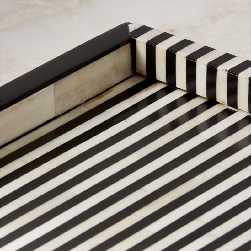 Eadie Black and White Bone Resin Decorative Tray 20"x20" - Image 3