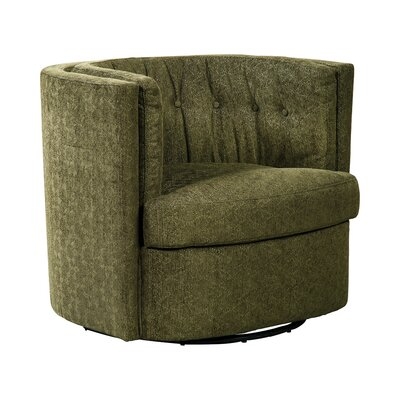 Graci 34.5" W Tufted Chenille Swivel Barrel Chair - Image 0