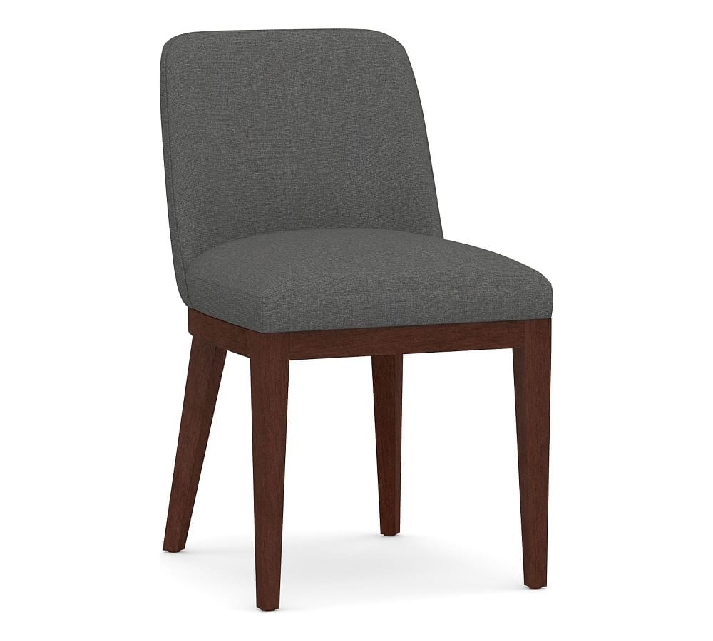 Layton Upholstered Dining Side Chair, Mahogany Leg, Park Weave Charcoal - Image 0