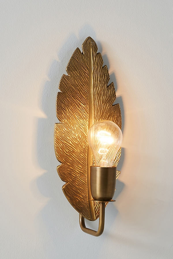 Quill Feather Sconce By Anthropologie in Brown - Image 0