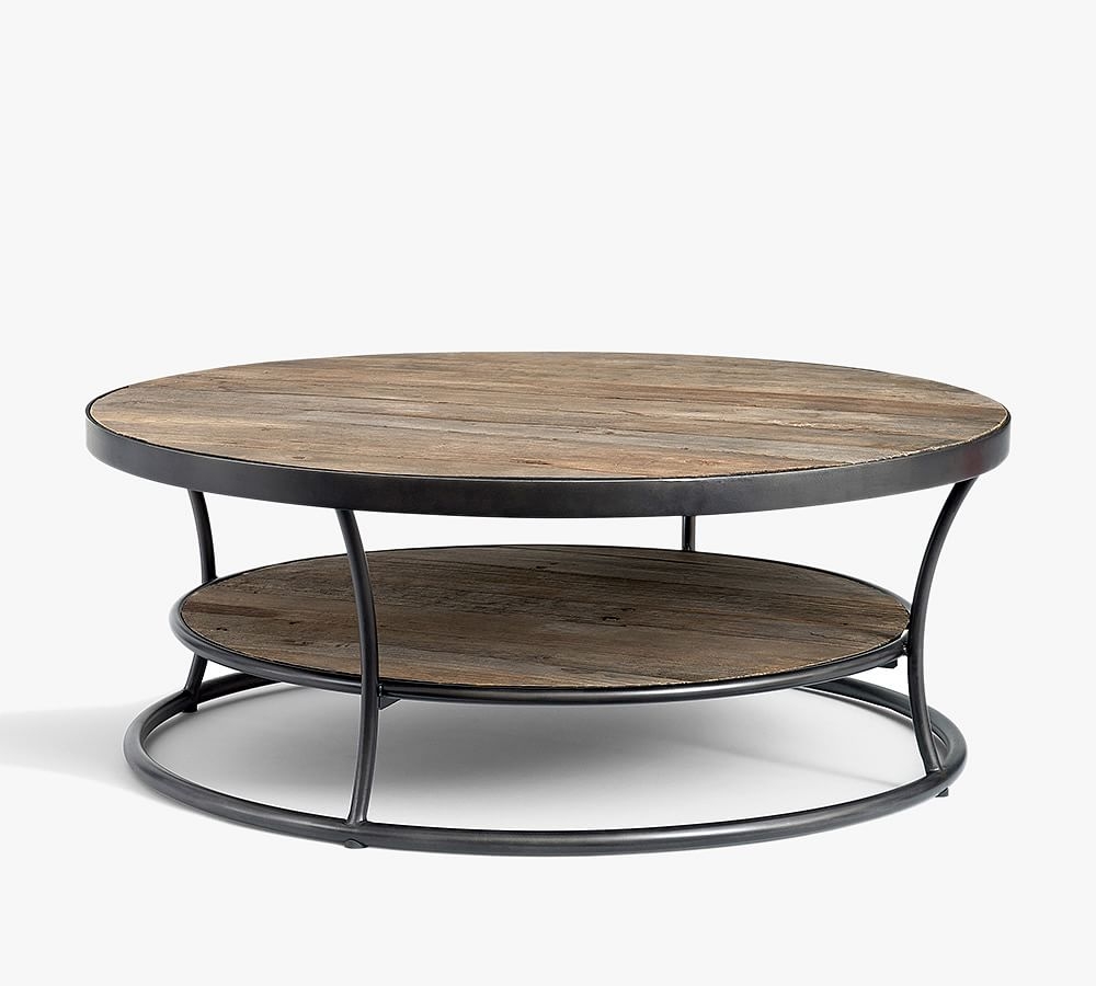 Bartlett Round Metal & Reclaimed Wood Coffee Table, 42.5" - Image 0