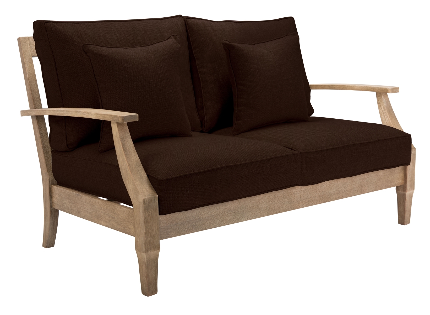 Martinique Wood Patio Loveseat - Natural/Dark Brown - Image 5