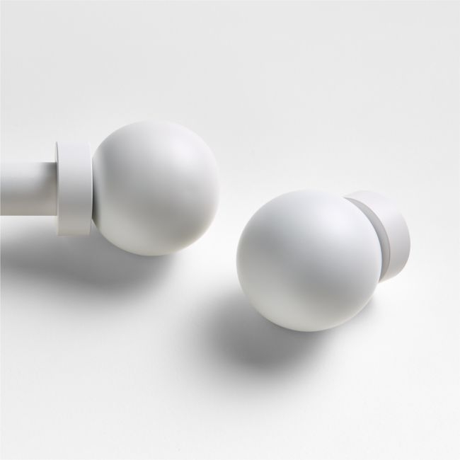 Large White Round Curtain End Cap Finials, Set of 2 - Image 0