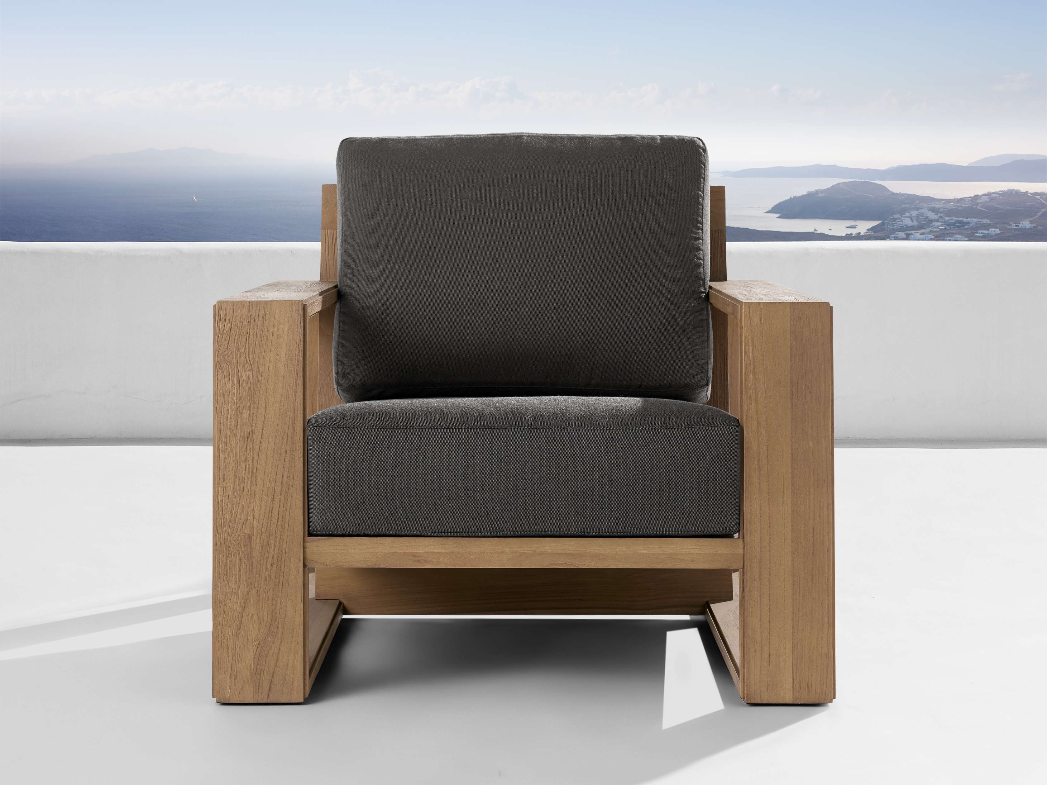 Canyon Outdoor Lounge Chair Teak in Natural  Rosemount Graphite/Weathered Fawn - Image 0
