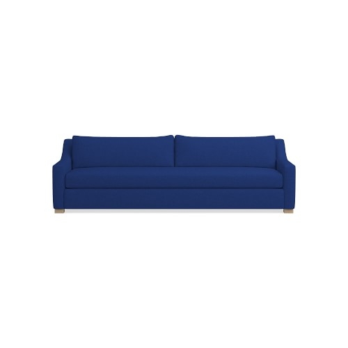 Ghent Slope Arm 108" Sofa, Standard Cushion, Perennials Performance Basketweave, Denim, Natural Leg - Image 0