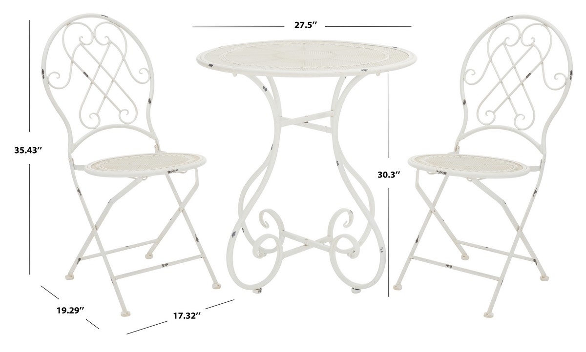 Adriel 3 Pc Bistro Set - Antique White - Safavieh - Image 8