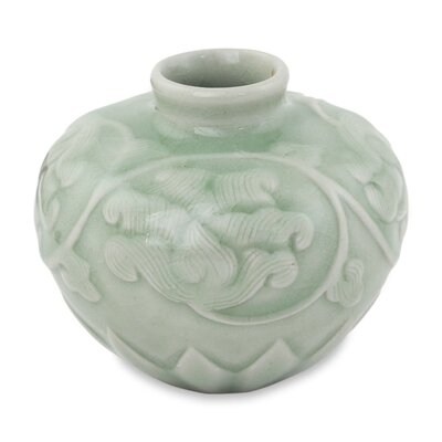 Greilickville Voluptuous Lotus Celadon Ceramic Petite Table Vase - Image 0