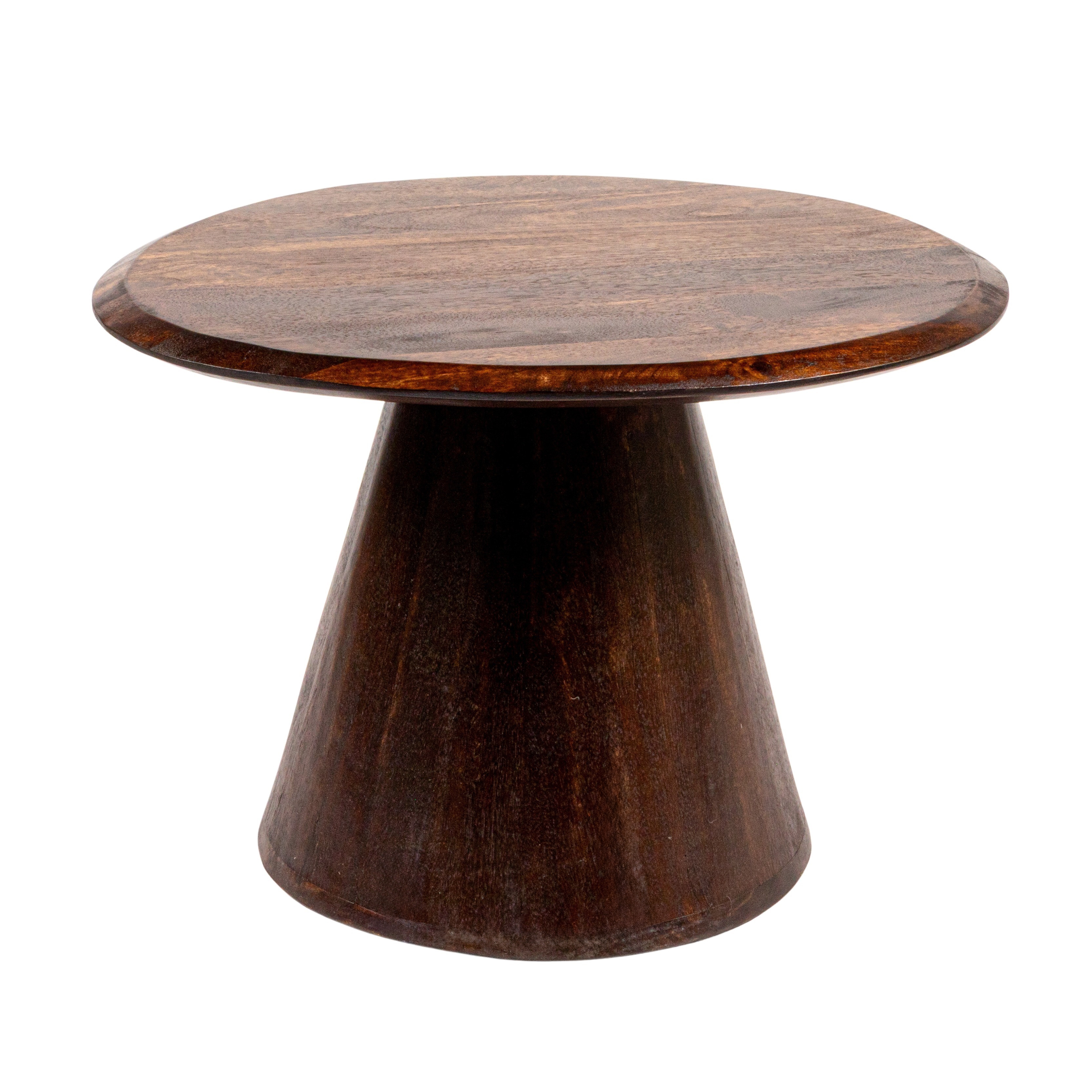Asymmetrical Organic-Shaped Mango Wood Accent Table with Conical Base - Image 0