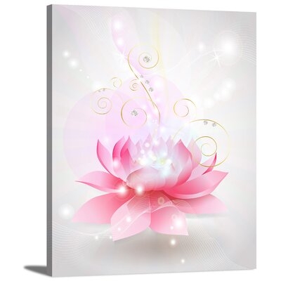 Abstract Blooming Pink Lotus Nature Artwork Wrapped Canvas Home Decoration - Image 0