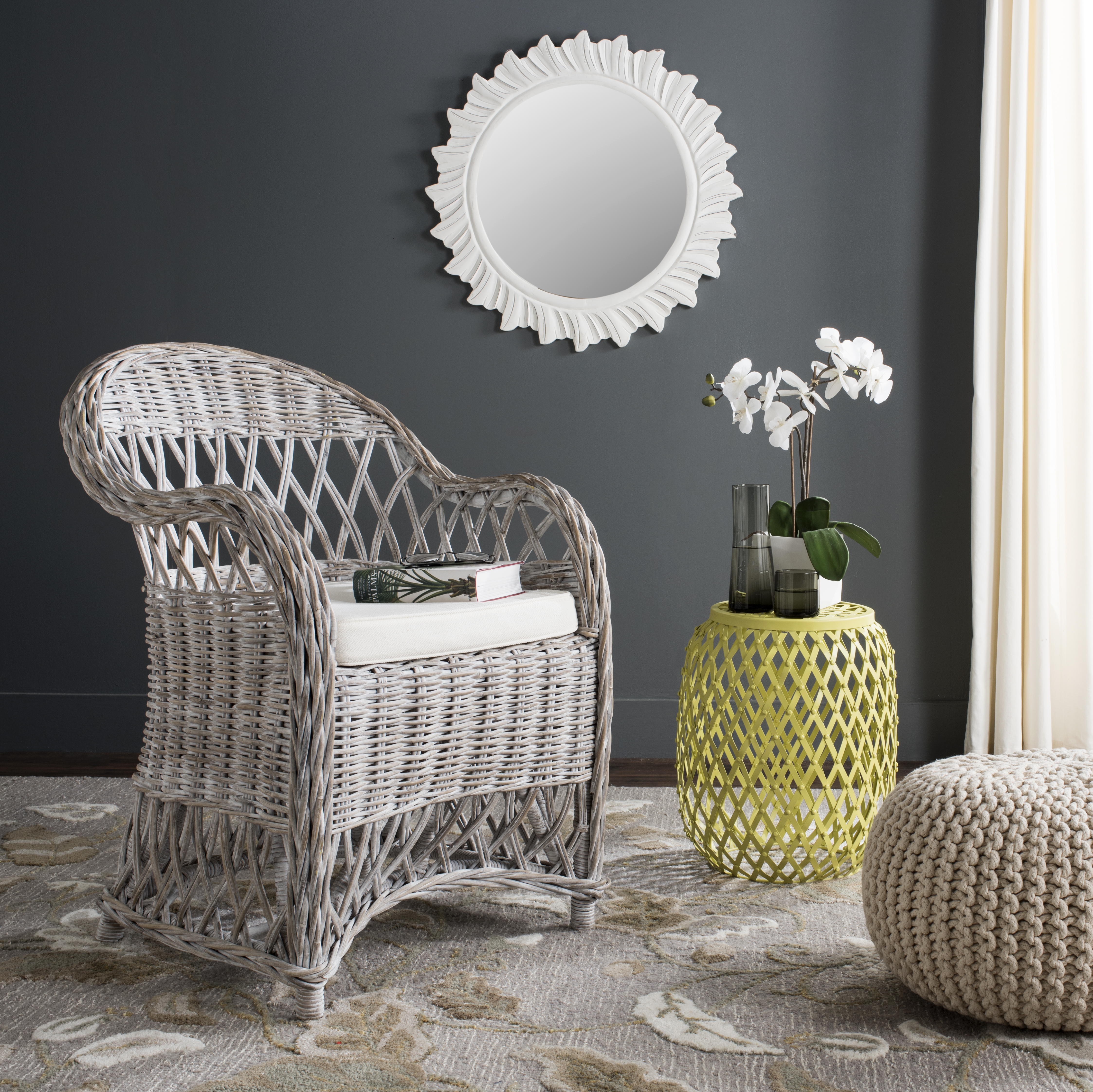 Inez Wicker Club Chair - White Wash - Safavieh - Image 1