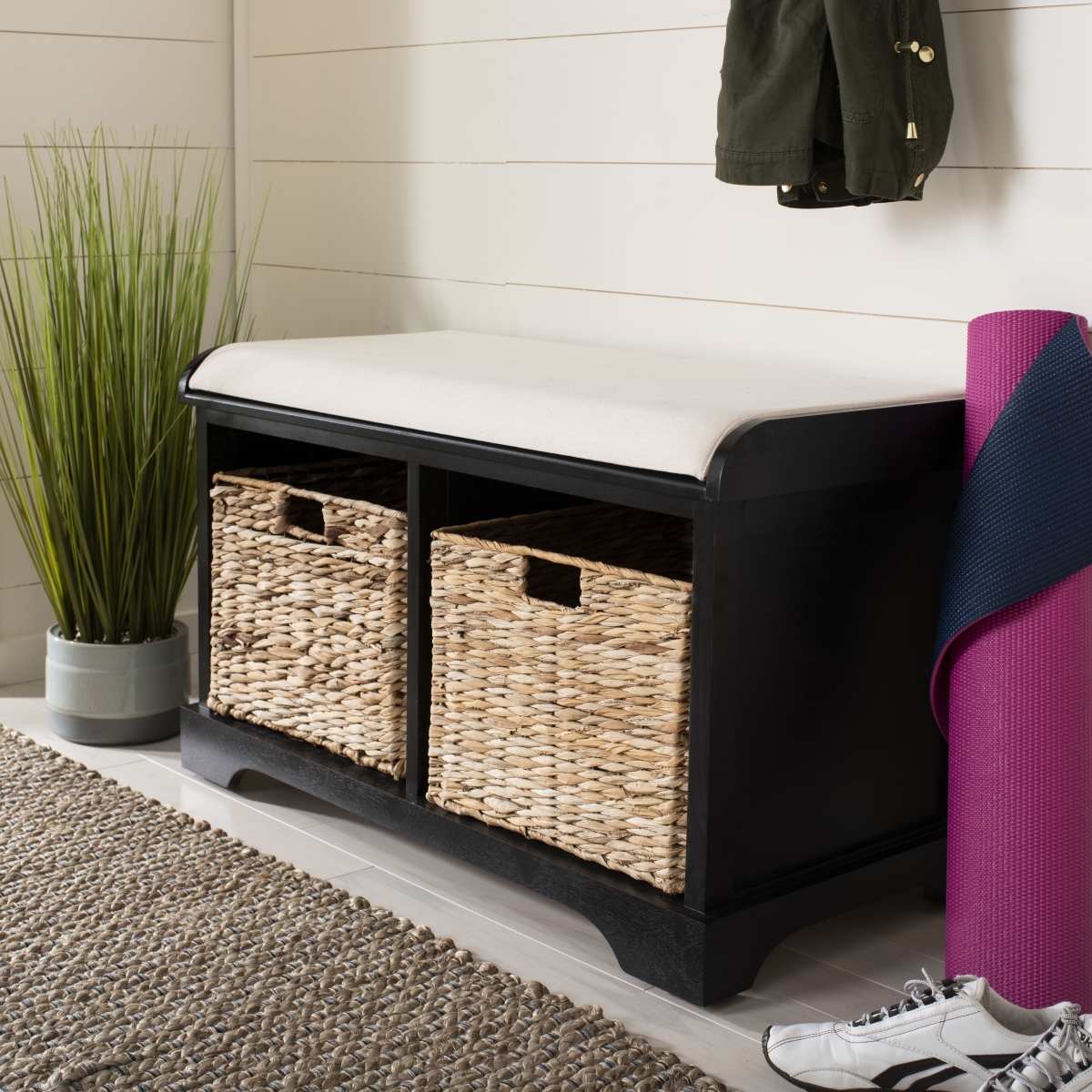 Freddy Storage Bench - Black - Safavieh - Image 1