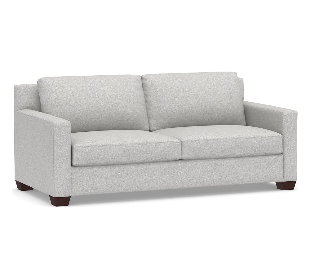 York Square Arm Upholstered Sofa 80.5", Down Blend Wrapped Cushions, Park Weave Ash - Image 0