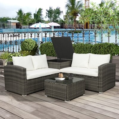 4 PCS Outdoor Cushioned PE Rattan Wicker Sectional Sofa Set Garden Patio Furniture Set - Image 0