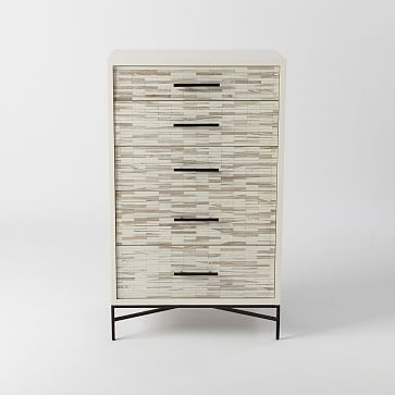 Wood Tiled 5-Drawer Dresser, White - Image 2