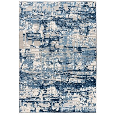 Heston Abstract Navy/White/Blue Indoor / Outdoor Area Rug - Image 0