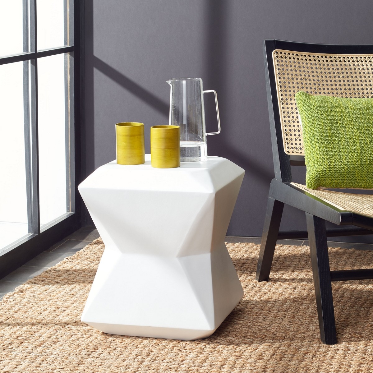 Conan Concrete Accent Stool - Ivory - Safavieh - Image 1
