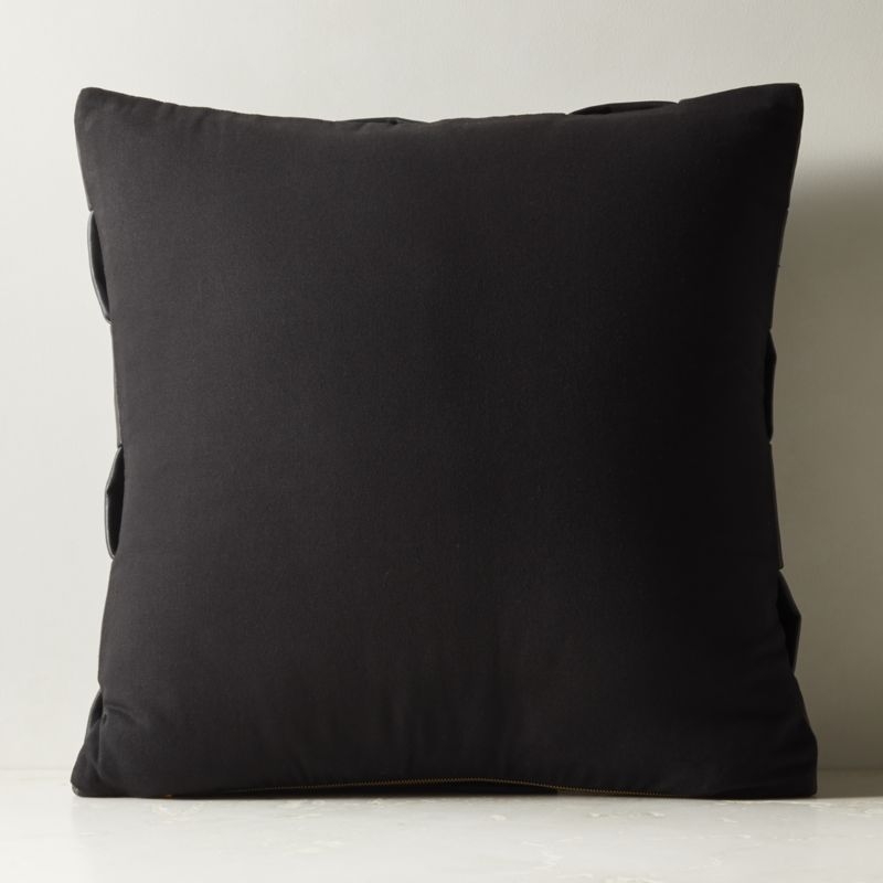 Jabas Black Woven Leather Throw Pillow Cover 23"x23" - Image 1