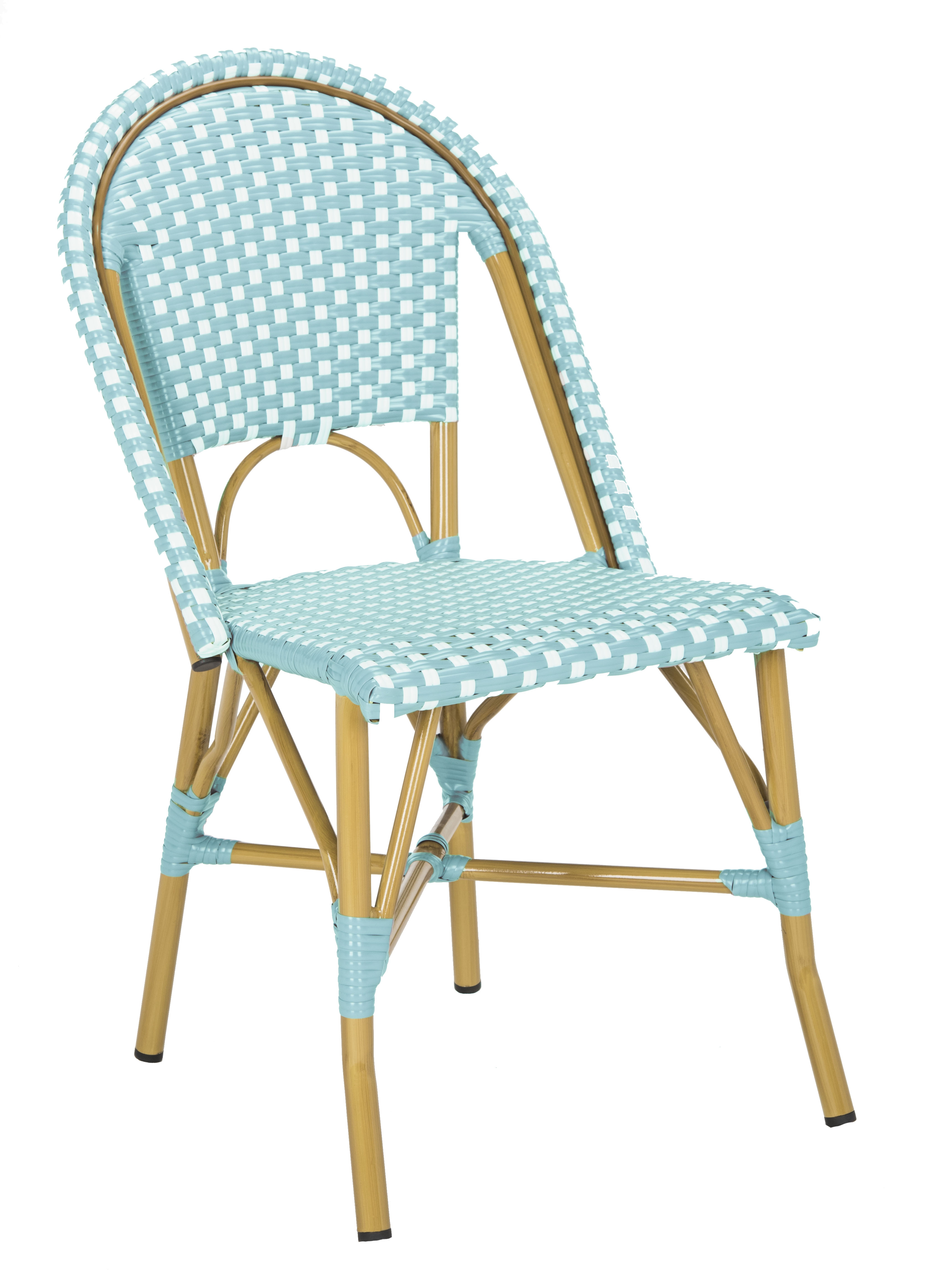 Salcha Indoor-Outdoor French Bistro Stacking Side Chair - Teal/White/Light Brown - Arlo Home - Image 2