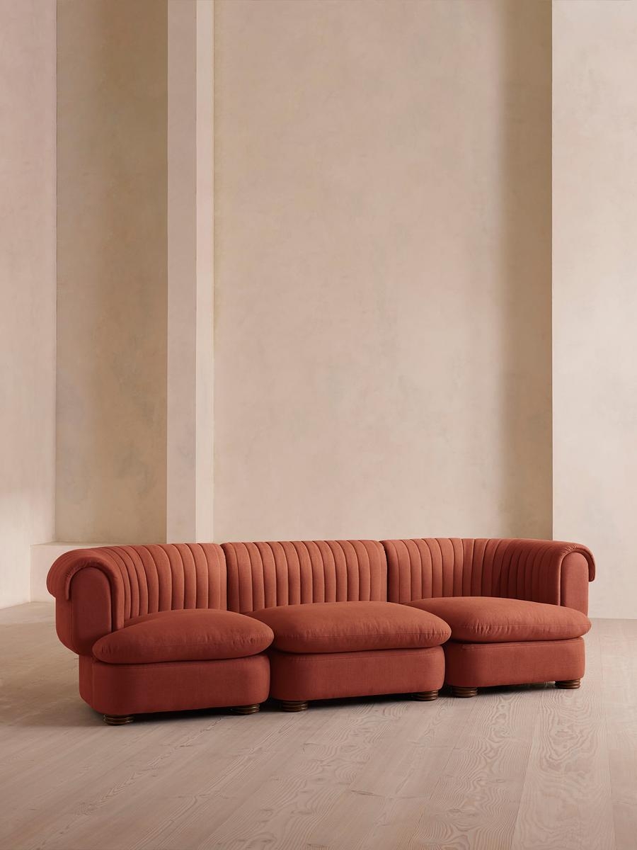 Rava Sectional Sofa, Four Seater, Linen, Sienna, US - Image 0