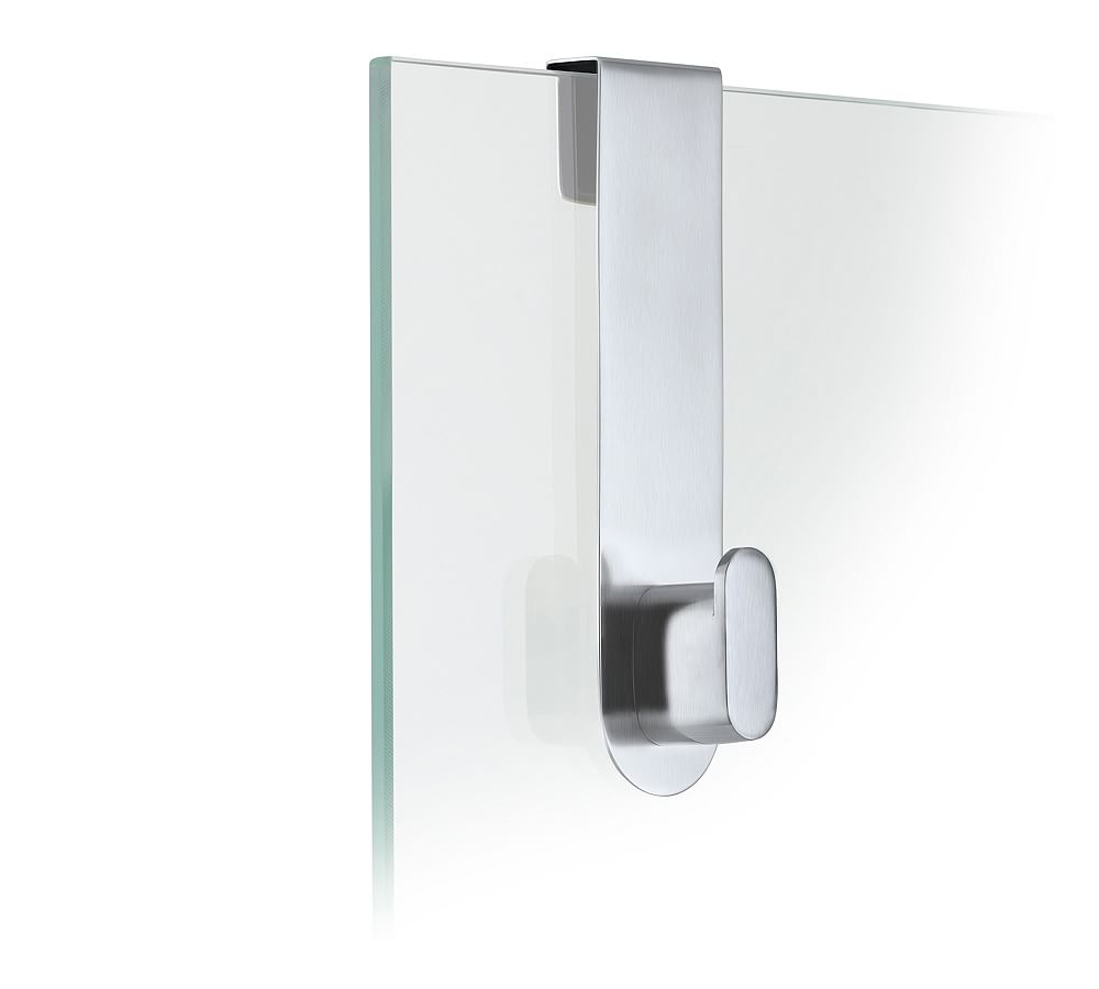 Brushed Stainless Steel Cyl Glass Overdoor Shower Hook - Image 0