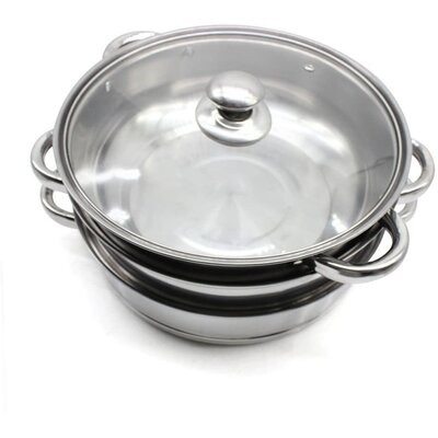 11 Inch 3 Tier Stainless Steel Steam Cooking Pot With Glass Lid. - Image 0