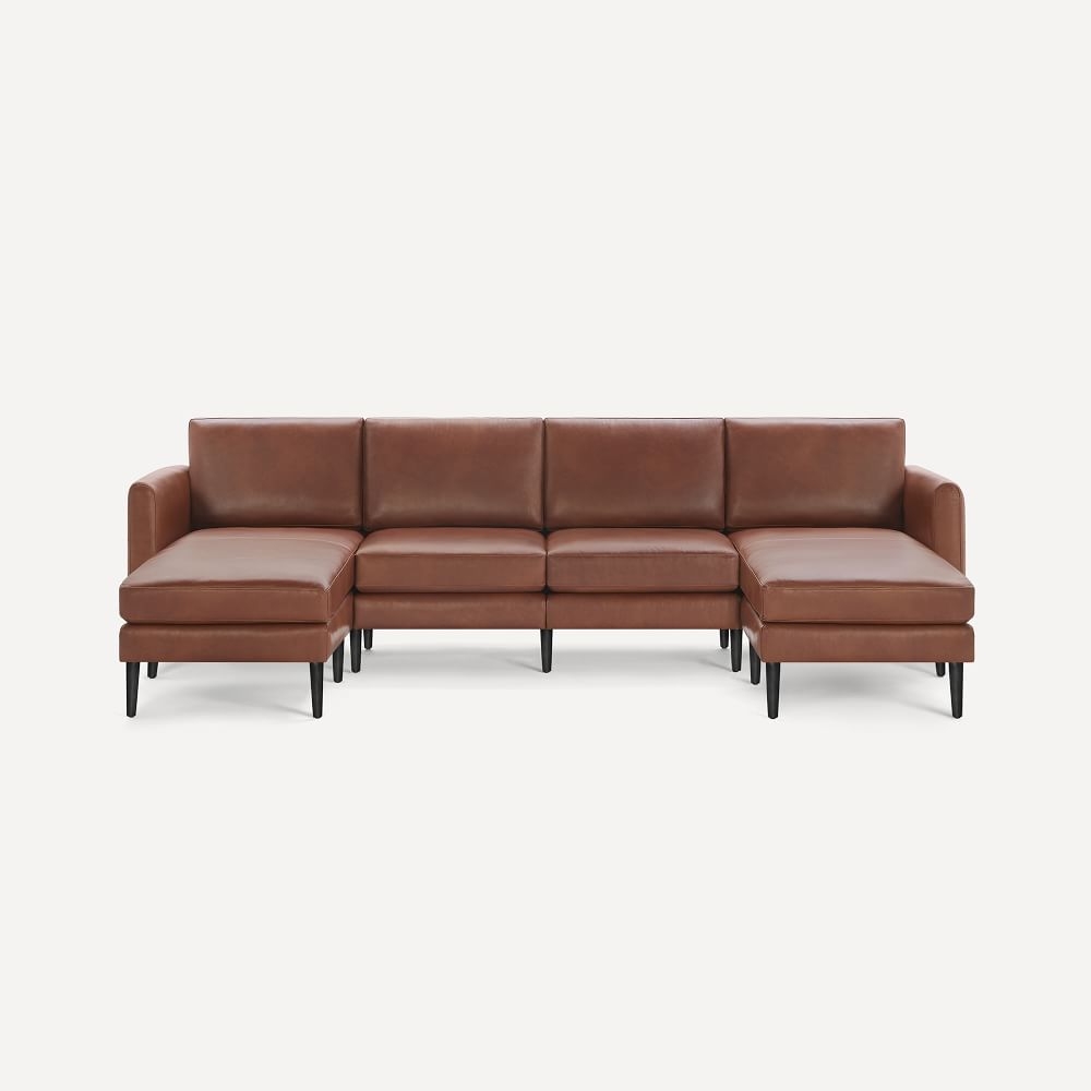Nomad Arch Leather King Sofa Double Chaise, Chestnut, Ebony Wood - Image 0