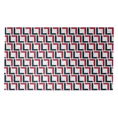 Geometric Red/Black/White Area Rug - Image 0