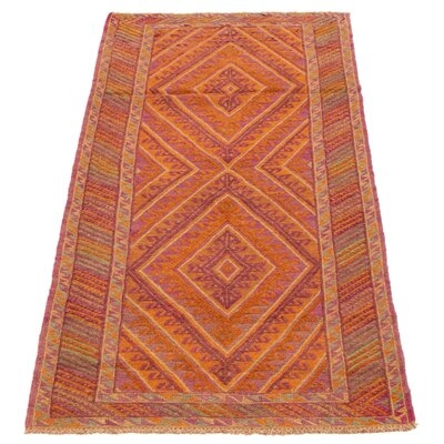 One-of-a-Kind Jimitry Hand-Knotted New Age 2'9" X 6'5" Runner Wool Area Rug in Burnt Orange, Purple - Image 0