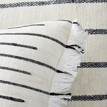 Cotton Silk Broken Stripe Pillow Cover, 20"x20", Stone White - Image 1